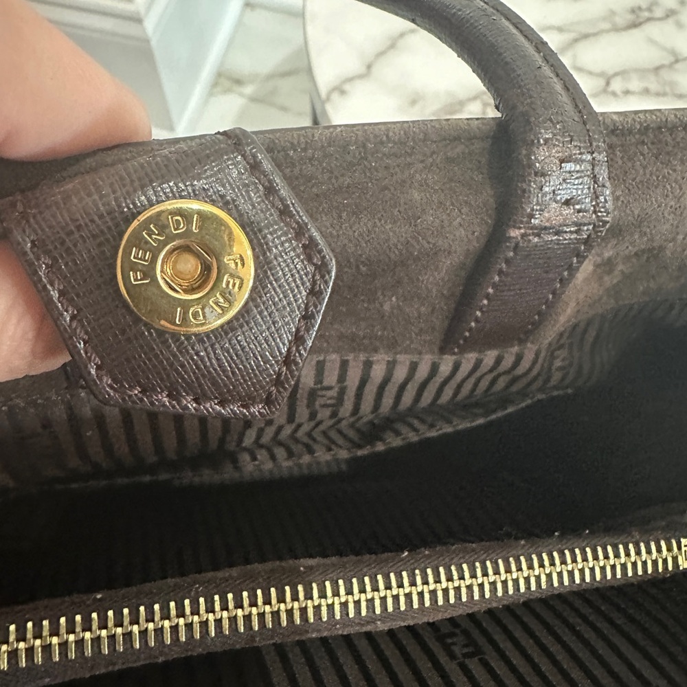 FLASH SALE Fendi 2Jours Brown Leather Tote Bag – Authentic – Structured Work Bag - Picture 12 of 15